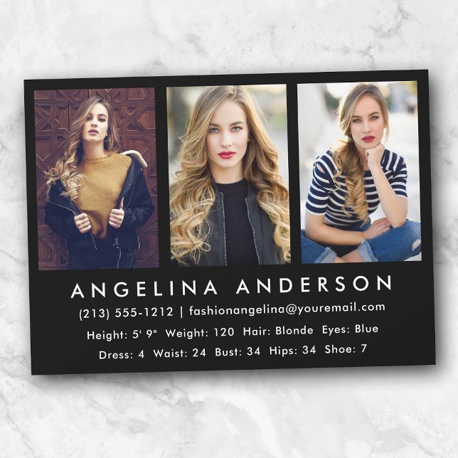 Convite 3 Folha de Placa Comp do Ator Modelo de Foto (Customize to change background color, text size or text style.)