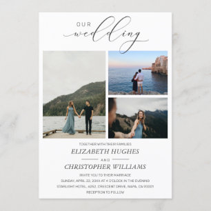 Convite 3 Foto personalizada - Mão - Letra Nosso Casament