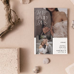 Convite 3 Foto Que Dissemos Sim Recepção De Sobreposição B<br><div class="desc">Este anúncio de casamento é uma forma excelente de deixar seus amigos e familiares saberem que você fugiu, teve uma cerimônia secreta, ou um casamento particular, e que quer celebrar com eles! A frente do cartão foi projetada para mostrar duas das suas fotos favoritas de casamento, com as palavras 'Nós...</div>