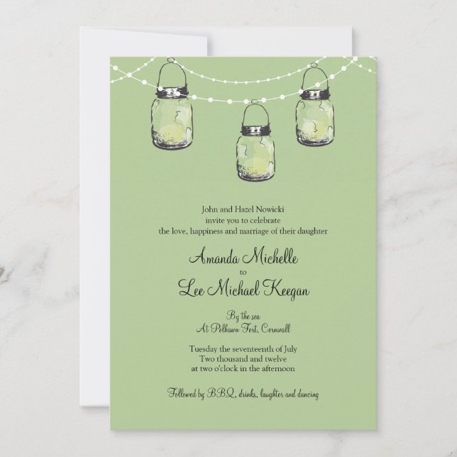 Convite 3 Hanging Mason Jars Wedding (Frente)