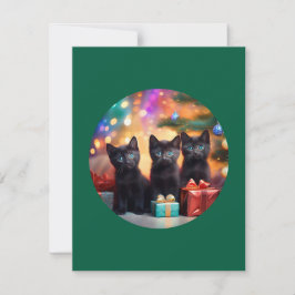 Convite 3 Jovens Black Eyed Black Kittens Cena de Natal