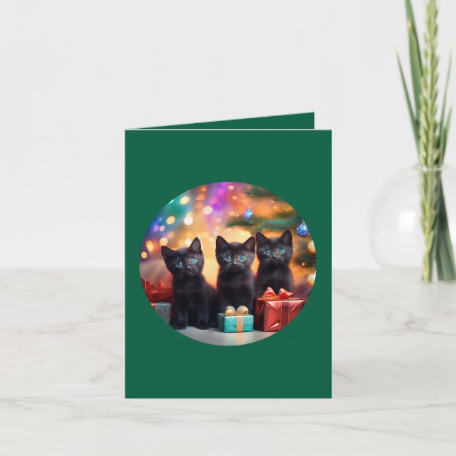 Convite 3 Jovens Black Eyed Black Kittens Cena de Natal (Frente)