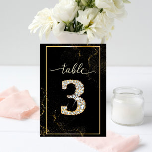 Convite 3 Números de Mesa Elegantes com Diamante para Impr
