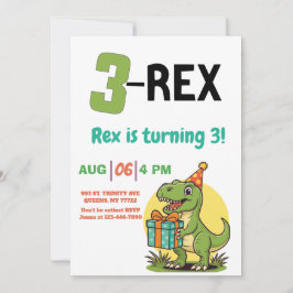 Convite 3-Rex Dinossauro, Festa de 3-Rex