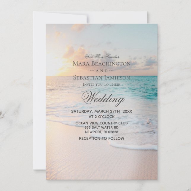 Convite *~* 3 - Sunrise Pastel Beach Sunset Wedset (Frente)