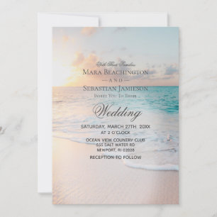 Convite *~* 3 - Sunrise Pastel Beach Sunset Wedset