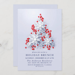 Convite 3D Flocos de neve elegantes do NATAL HOLIDAY BRUNC