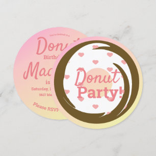 Convite 3D Ombre Coração Rosa Donut Espalhe Redemoinho Red