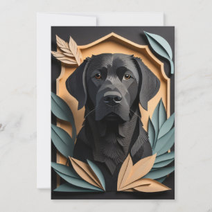 Convite 3D Papel Arte Preta Labrador Design