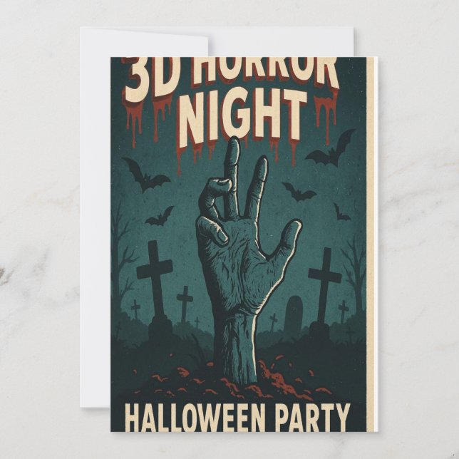 Convite 3D Poster do Horror Night Halloween (Frente)