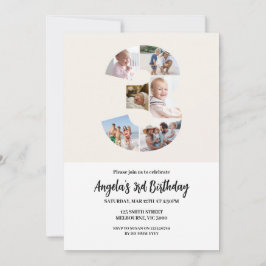 Convite 3rd Birthday Invitation Minimalist - Number 3