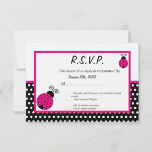 Convite 3x5 Primavera negra Lady Bug RSVP