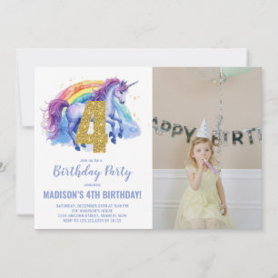 Convite 4ª foto do Rainbow Unicorn Birthday Invtions