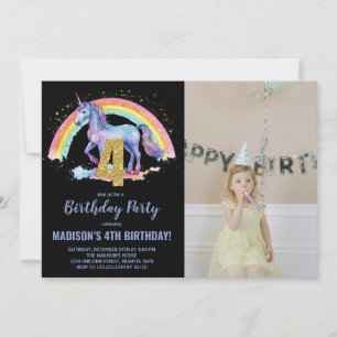 Convite 4ª foto do Rainbow Unicorn Birthday Invtions