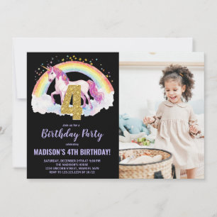 Convite 4ª foto do Rainbow Unicorn Birthday Invtions