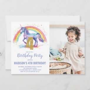 Convite 4ª foto do Rainbow Unicorn Birthday Invtions
