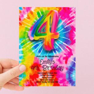 Convite 4º Aniversário Tie Dye