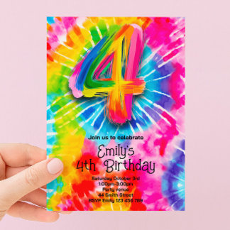 Convite 4º Aniversário Tie Dye