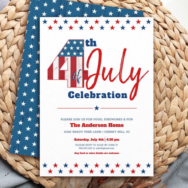 Convite 4º de julho Madeira russa moderna e fria EUA Bande (Criador carregado)