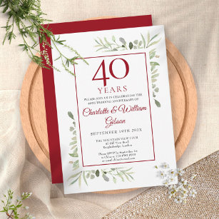 Convite Rubies, Festa de Aniversário do Casamento 40