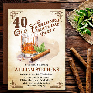 Convite 40ª Festa de Aniversário com Whisky e Charuto ao E