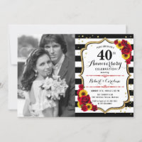 40º Aniversário com Foto - Girassóis Rosas