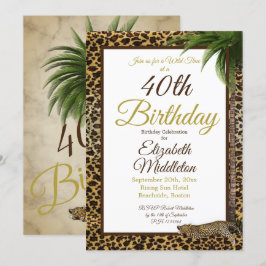 Convite 40º Aniversário da Palma de Impressão de Leopardo