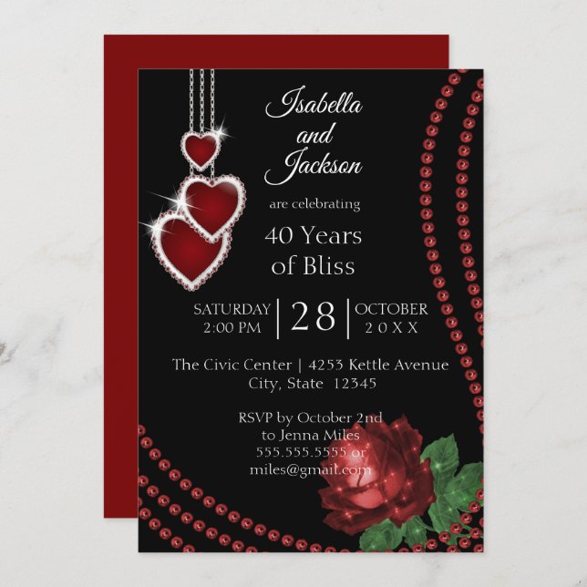Convite 40º Aniversário da Rosa Vermelha Rubi (Frente/Verso)