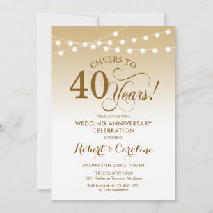 Convite 40º Aniversário de Casamento - Dourado Branco