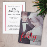 Convite 40º Aniversário de Casamento e Foto - ruby red<br><div class="desc">Um design elegante,  porém moderno,  com uma fotografia moderna de um lado e a informação de convite do segundo lado. Você pode mudar o ano para qualquer ano. A cor do sotaque é vermelho rubi,  que é a cor tradicional para os 40º aniversários de casamento.</div>