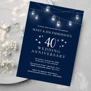 Convite 40º Aniversário de Casamento - Luzes de Corda