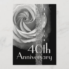 Convite 40º Aniversário de Casamento SURPRESA Rosa PRATA