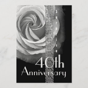 Convite 40º Aniversário de Casamento SURPRESA Rosa PRATA