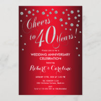 40º Aniversário de Casamento - Vermelho & Prata