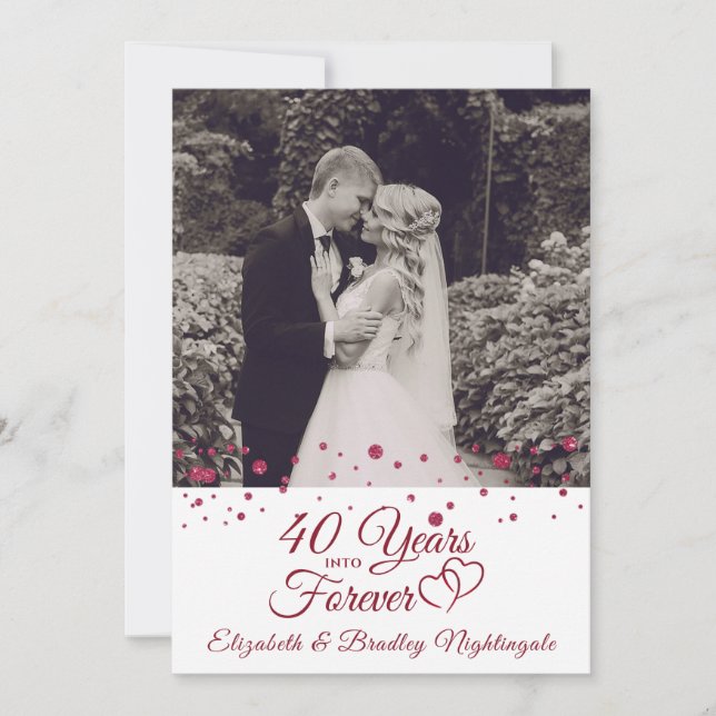 Convite 40º aniversário do Hearts YEARS INTO FOTO PARA SEM (Frente)