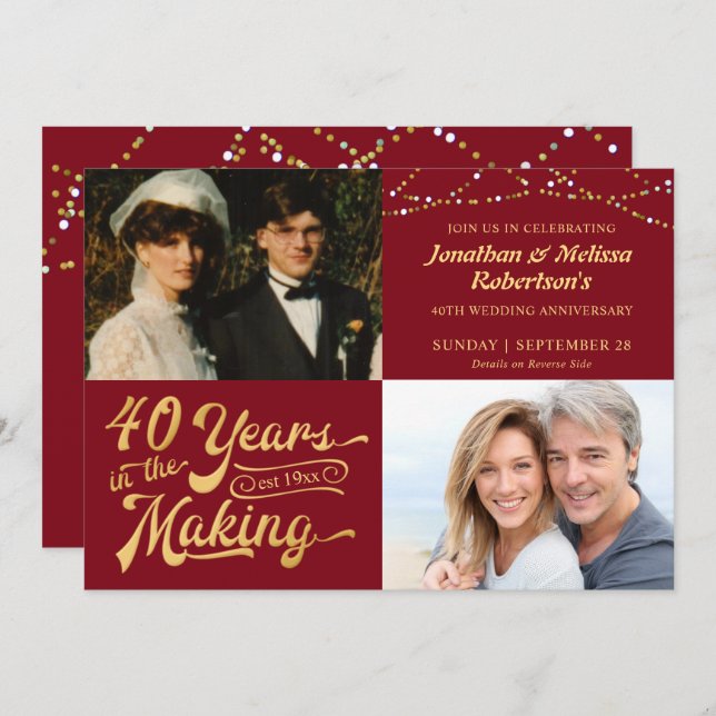 Convite 40º aniversário do Ruby e festa de fotos (Frente/Verso)