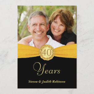 Convite 40º aniversário - Estilo de bolso Faux com Monog