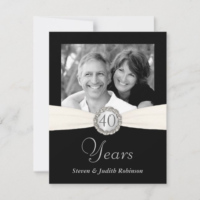 Convite 40º Aniversário - Estilo Faux Pocket - PEQUENO (Frente)