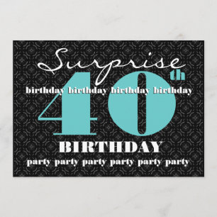 Convite 40º aniversário SURPREE Turquesa Preta W1858
