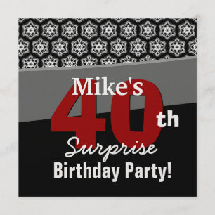 Convite 40º Aniversário Surpresa - Estrelas Vermelhas Br