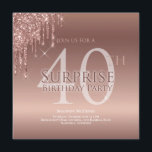 Convite 40º Aniversário Surpresa Rosa Glitter<br><div class="desc">É hora de comemorar e este convite fará com que sua festa vá na direção certa. Este design apresenta brilho cor-de-rosa e tipografia personalizada. Muito brilho!</div>