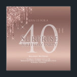 Convite 40º Aniversário Surpresa Rosa Glitter<br><div class="desc">É hora de comemorar e este convite fará com que sua festa vá na direção certa. Este design apresenta brilho cor-de-rosa e tipografia personalizada. Muito brilho!</div>