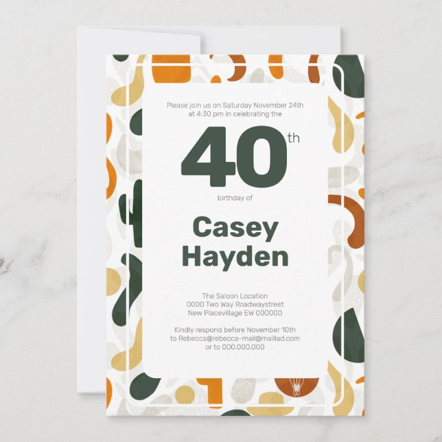 Convite 40º cowboy estilo oeste com cacto (Frente)