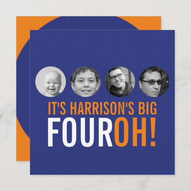 Convite 40º FOUROH! Foto de aniversário (Frente/Verso)