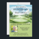 Convite 40º Golfe de Fotografia Festa de aniversário de Ho<br><div class="desc">Este Convite de festas festivo e colorido tem um tema Golfe e é perfeito para um Golfe. Ele apresenta um carrinho de golfe com Golf Clubs em um Curso de Golfe, muito para personalizar para se adequar ao seu evento, assim como a uma foto. Nós temos todos os ingredientes para...</div>