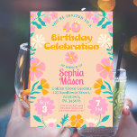 Convite 40º Groovy Retro 70s Boho Flora Aniversário<br><div class="desc">Entra numa Tela do Groovy 70s com o nosso Convite para aniversário de 40 anos da Flora Boho! Celebrar quatro décadas fabulosas com este design retroinspirado que apresenta tons vibrantes de laranja, rosa e lacre. A era da discoteca vem à vida enquanto você se prepara para dançar a noite fora...</div>