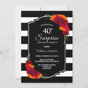 Convite 40º Janto surpresa de aniversário Black White St