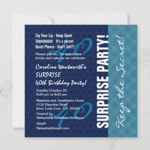 Convite 40º Padrões SURPREE Birthday Blue Geometric
