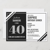 40º Surpresa Aniversário Janto Branco Moderno Negr