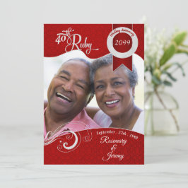 Convite 40º Vibrante Damasco Vermelho Rubi Personalizado c